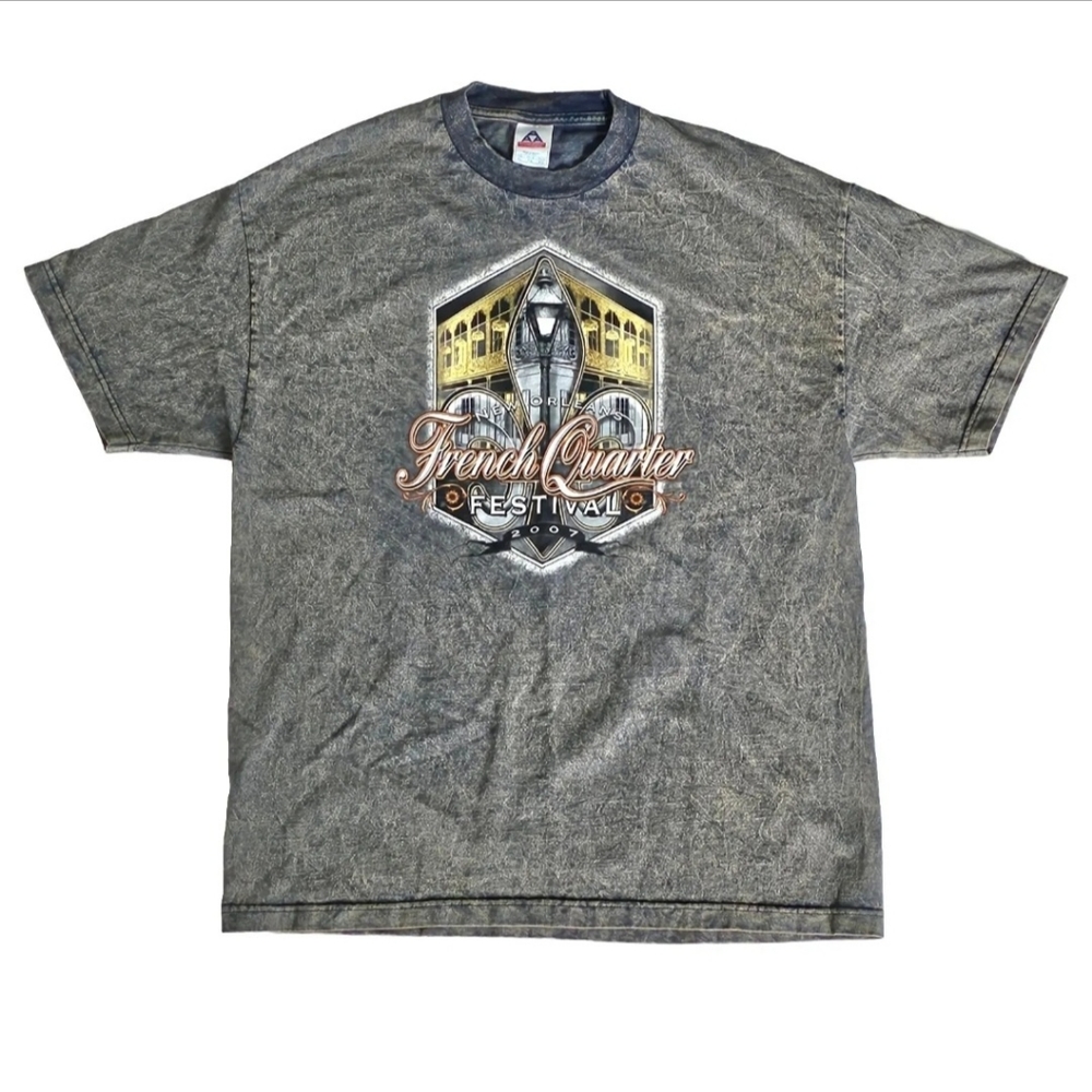 New Orleans French Quarter Festival 2007 T-Shirt Mens XL Gray Blue Acid Wash